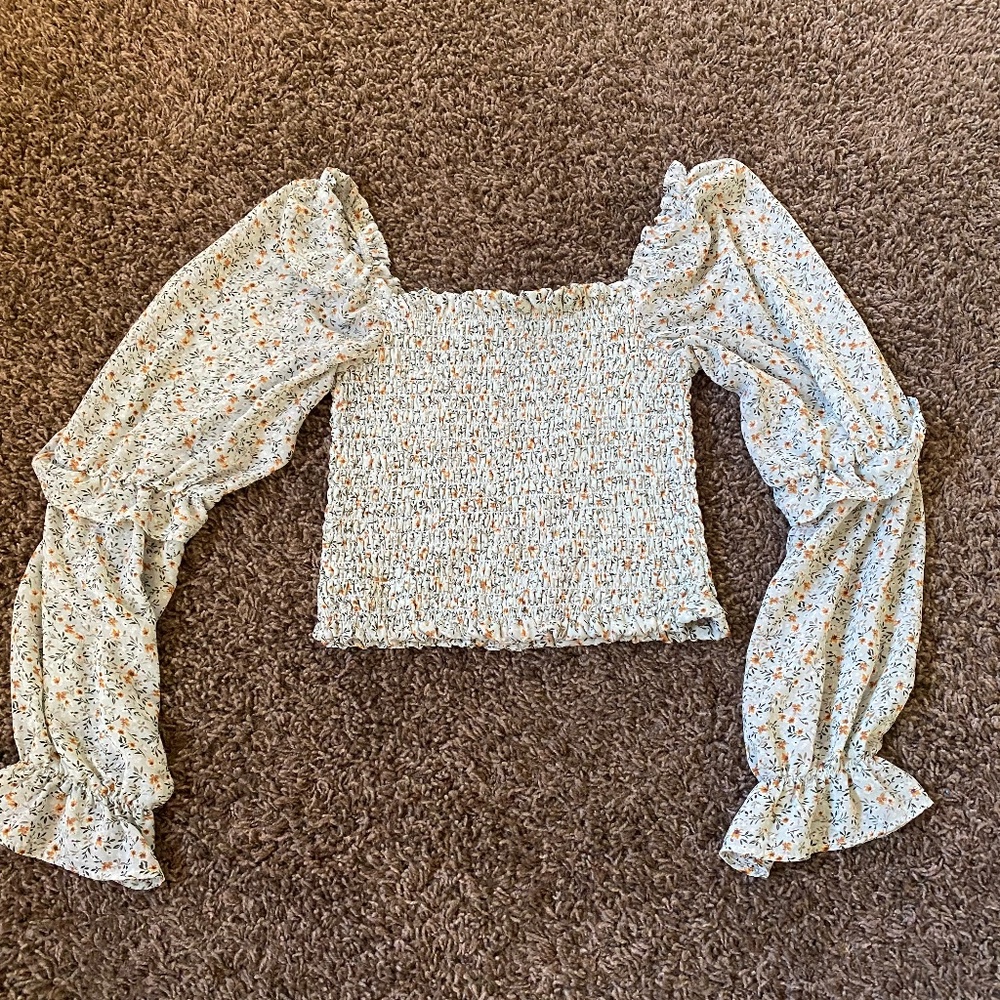 Floral Ruffled Long Sleeve Blouse